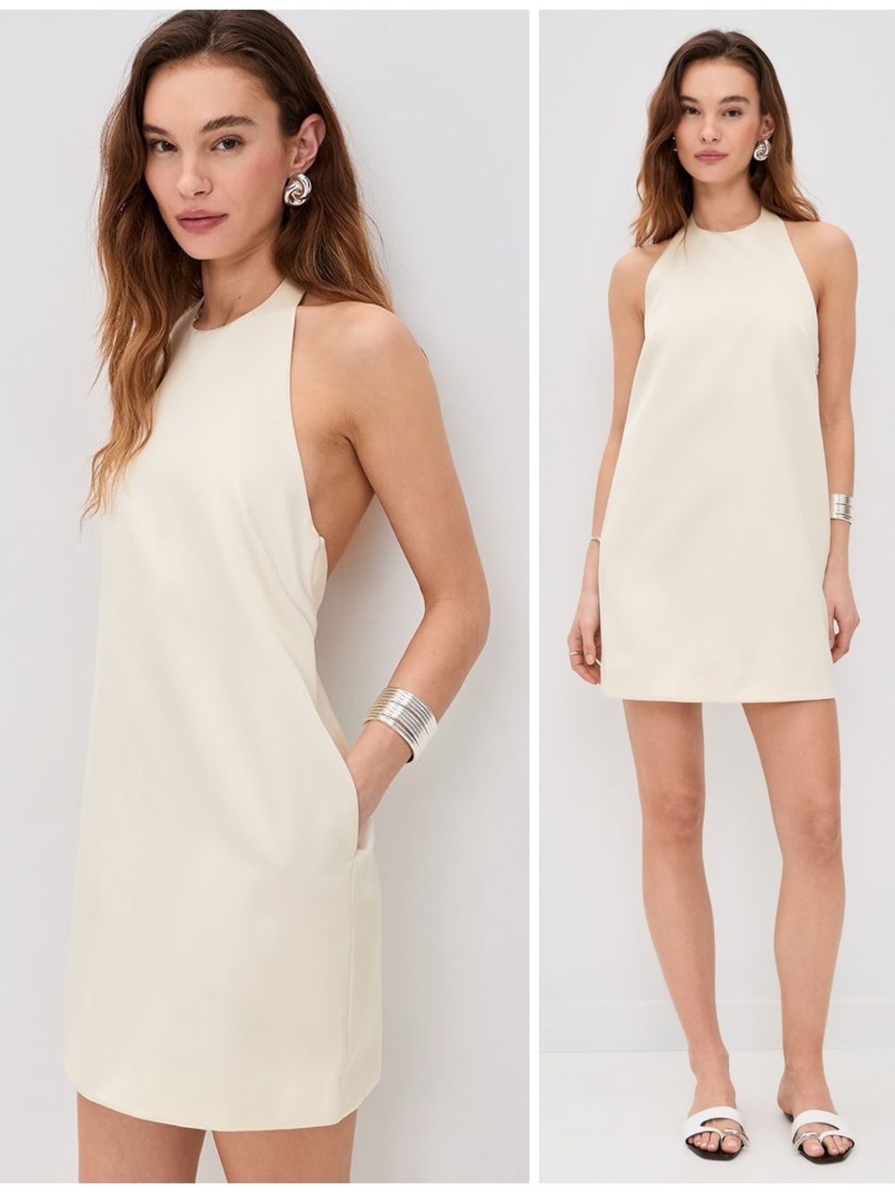 NWT A.L.C Sophia Satin Halter Mini Short Dress in Off White Size Women’s 4